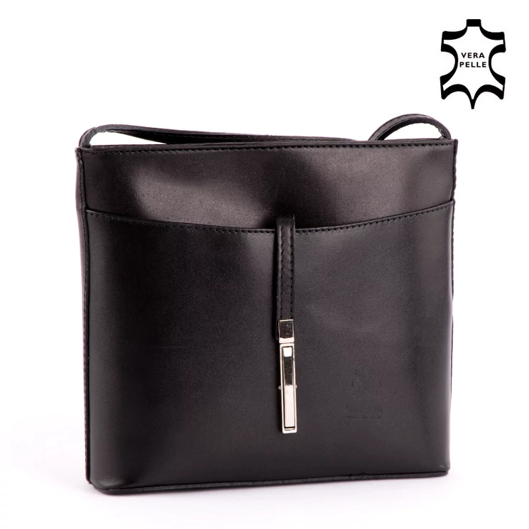 Fairy valódi bőr női oldaltáska fekete színben