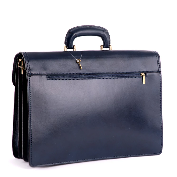 Valódi bőr aktatáska 3 részes kék színben