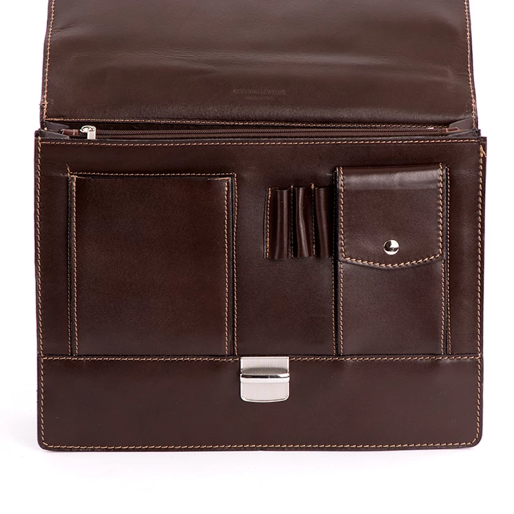 TASSO Tolltartós valódi bőr aktatáska 2 részes sötétbarna