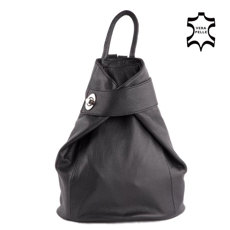 Valódi bőr női hátizsák fekete színben