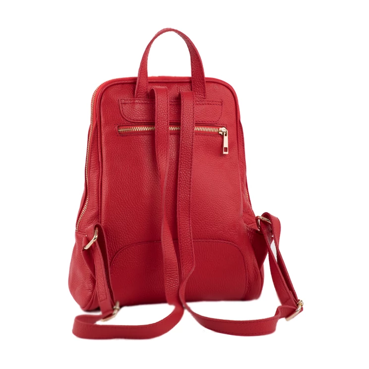 Valódi bőr női hátizsák piros színben