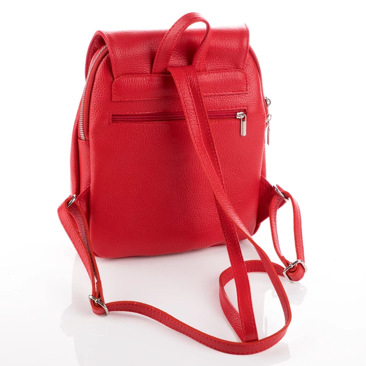 Valódi bőr női hátizsák piros színben