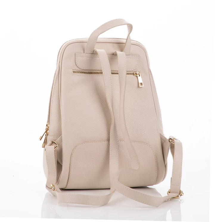 Valódi bőr női hátizsák világosbézs színben