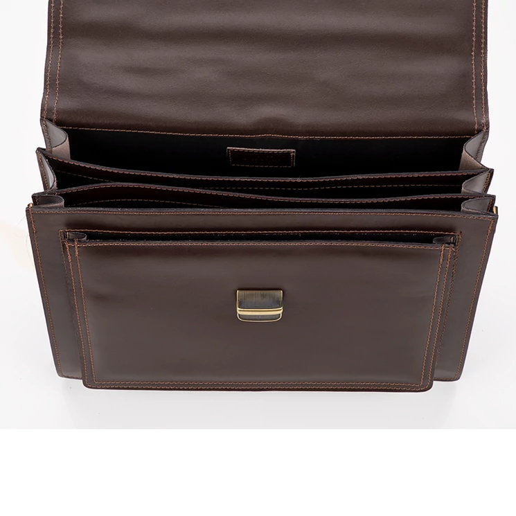 Valódi bőr aktatáska 3 részes Sötétbarna színben
