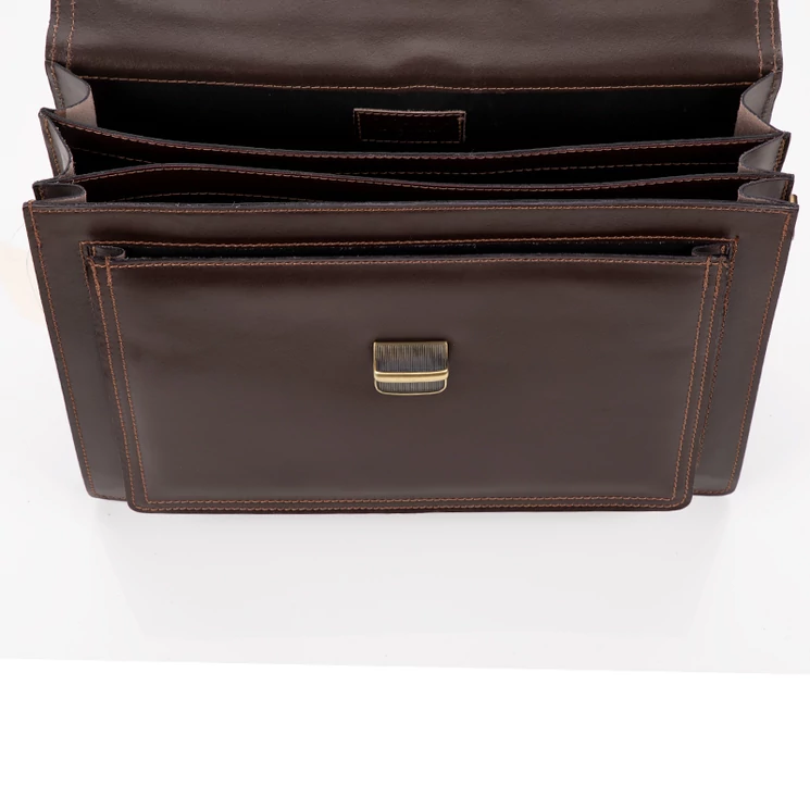 Valódi bőr aktatáska 3 részes Sötétbarna színben