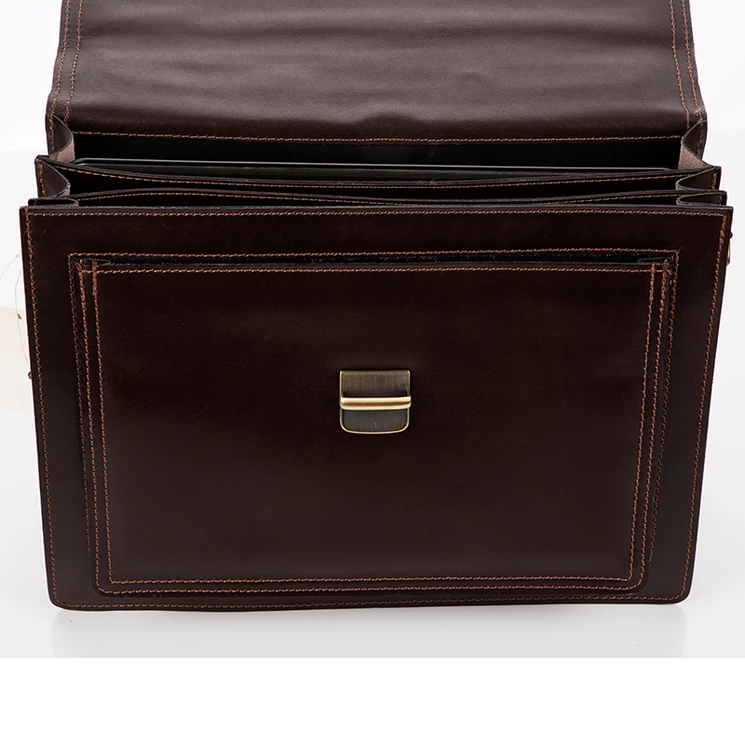 Valódi bőr aktatáska 3 részes Sötétbarna színben