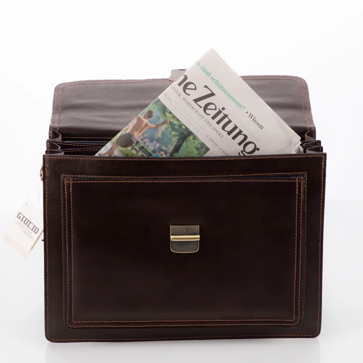 Valódi bőr aktatáska 3 részes Sötétbarna színben