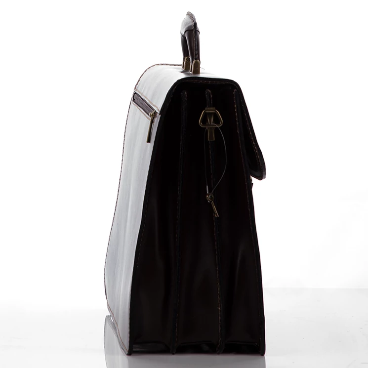 Maxmoda Valódi bőr aktatáska 3 részes világosbarna