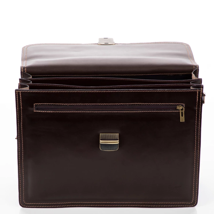 Maxmoda Valódi bőr aktatáska 3 részes világosbarna