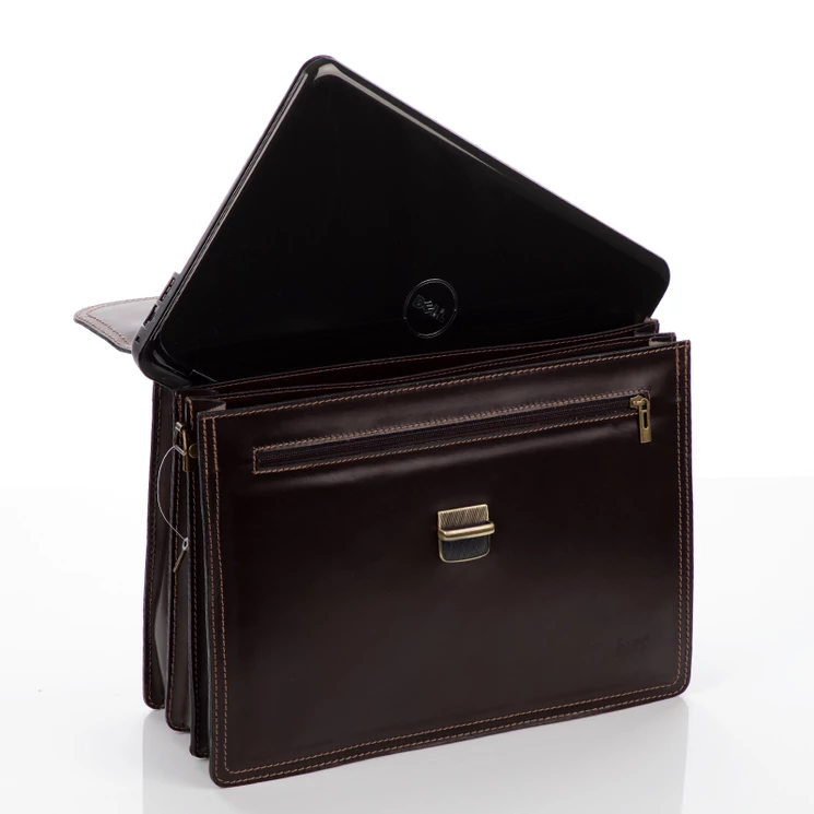 Maxmoda Valódi bőr aktatáska 3 részes világosbarna