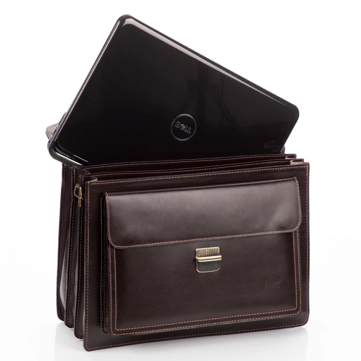 Maxmoda Valódi bőr aktatáska 3 részes fekete színben