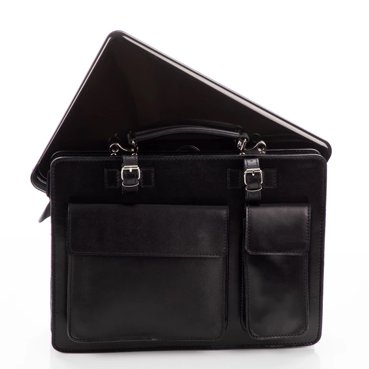 Valódi bőr aktatáska nagy méret sötétkék színben