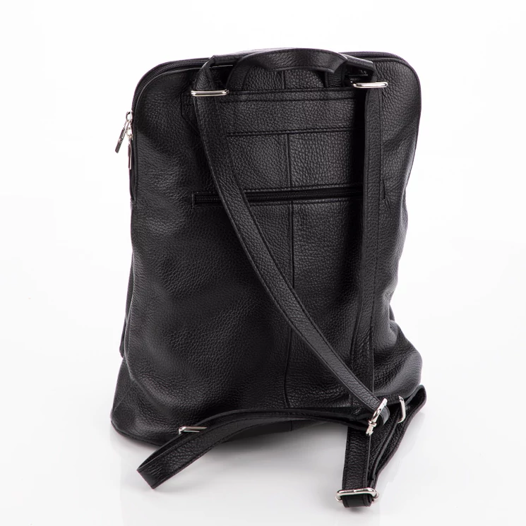 Valódi bőr női hátizsák Ipad tartóval fekete színben