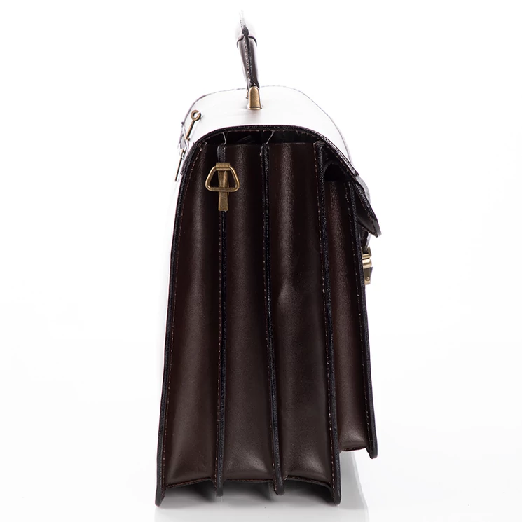 Valódi bőr aktatáska 3 részes sötétbarna színben