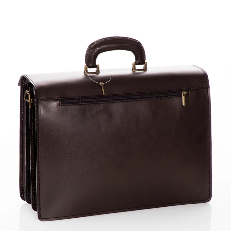 Valódi bőr aktatáska 3 részes sötétbarna színben