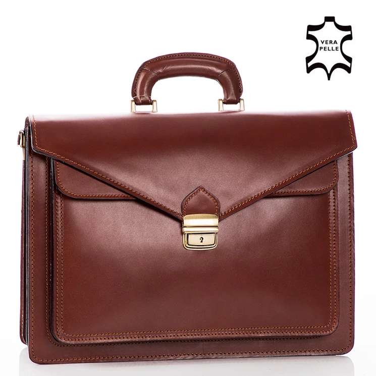  Valódi bőr aktatáska 3 részes konyakbarna színben*