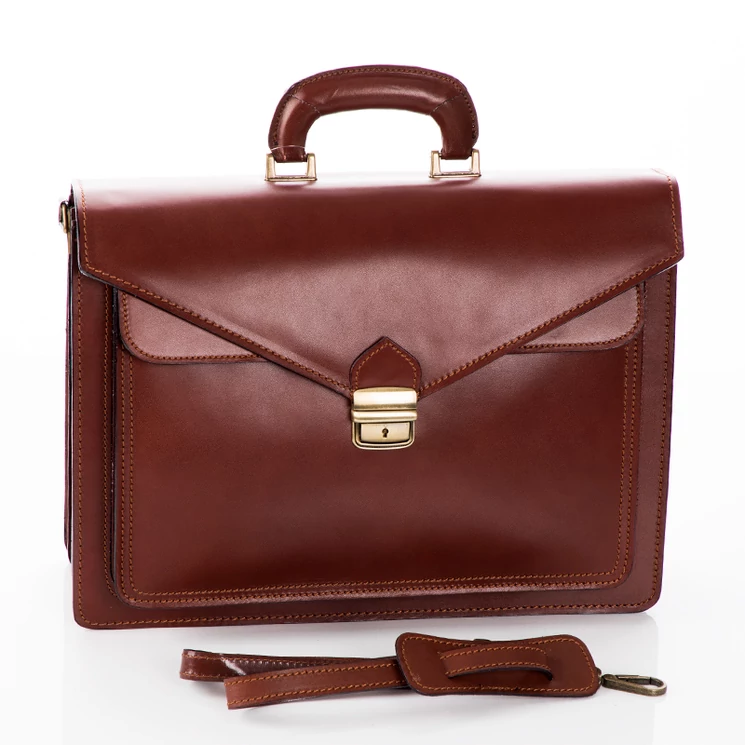  Valódi bőr aktatáska 3 részes konyakbarna színben*