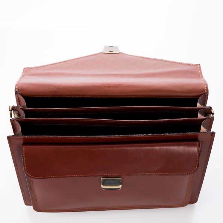  Valódi bőr aktatáska 3 részes konyakbarna színben*