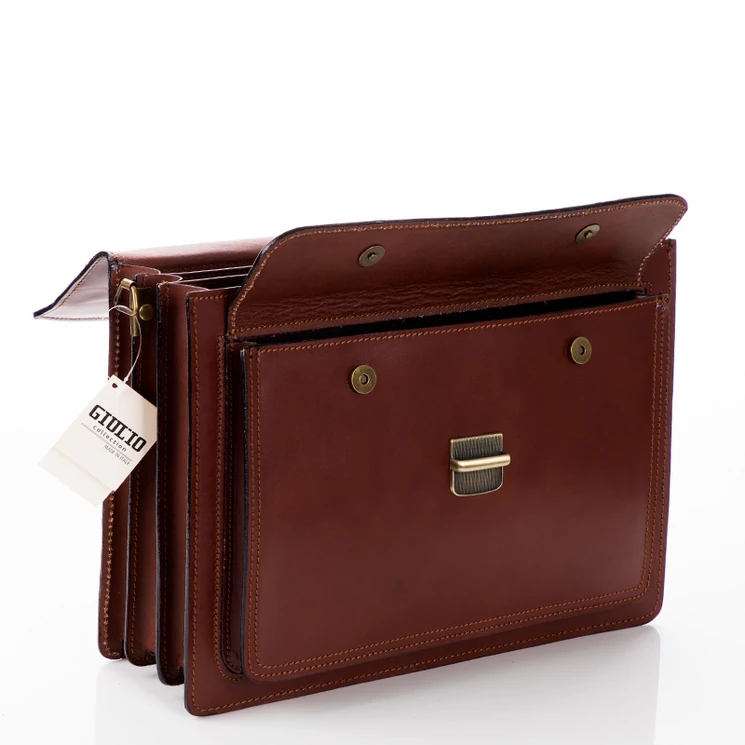  Valódi bőr aktatáska 3 részes konyakbarna színben*