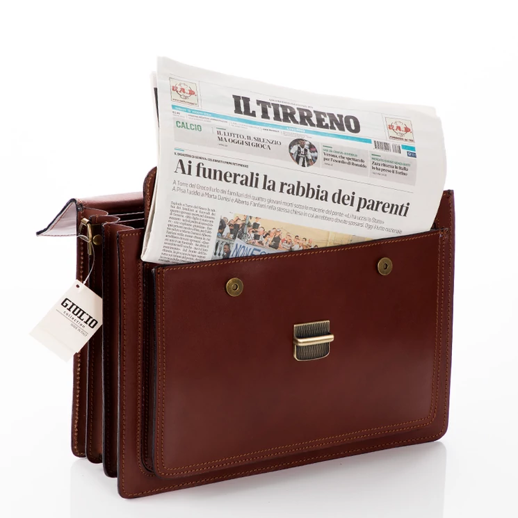  Valódi bőr aktatáska 3 részes konyakbarna színben*