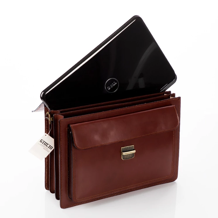  Valódi bőr aktatáska 3 részes konyakbarna színben*