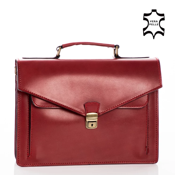 Valódi bőr aktatáska 2 részes piros színben*