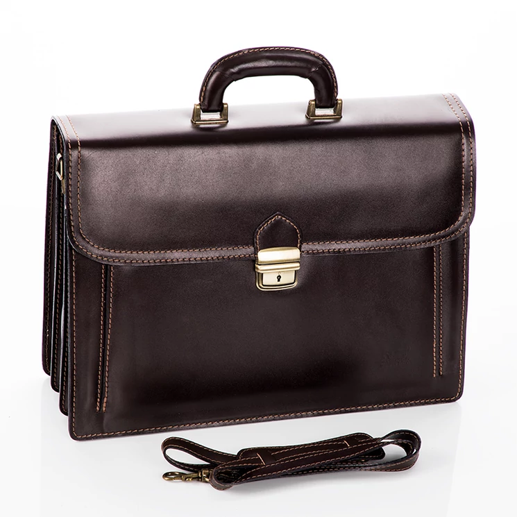 Maxmoda olasz tripla rekeszes vágott zsebes férfi világosbarna bőr aktatáska