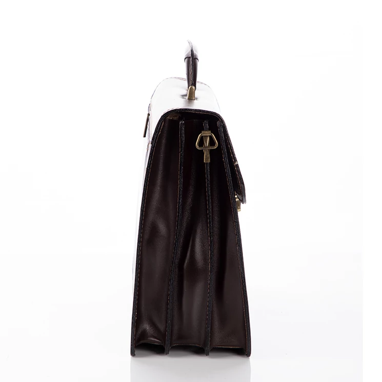 Maxmoda olasz tripla rekeszes vágott zsebes férfi világosbarna bőr aktatáska