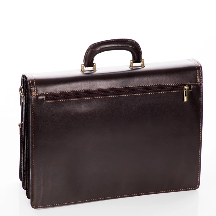 Maxmoda olasz tripla rekeszes vágott zsebes férfi világosbarna bőr aktatáska