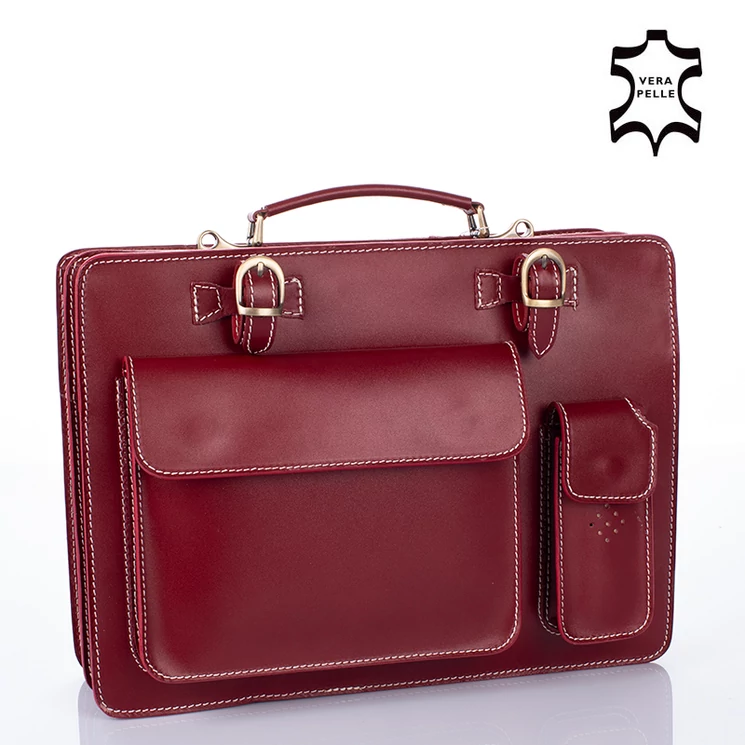 Valódi bőr aktatáska nagy méret bordó színben