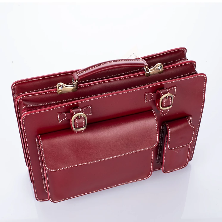 Valódi bőr aktatáska nagy méret bordó színben