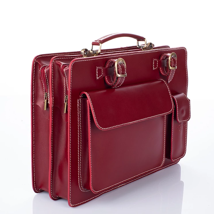 Valódi bőr aktatáska nagy méret bordó színben