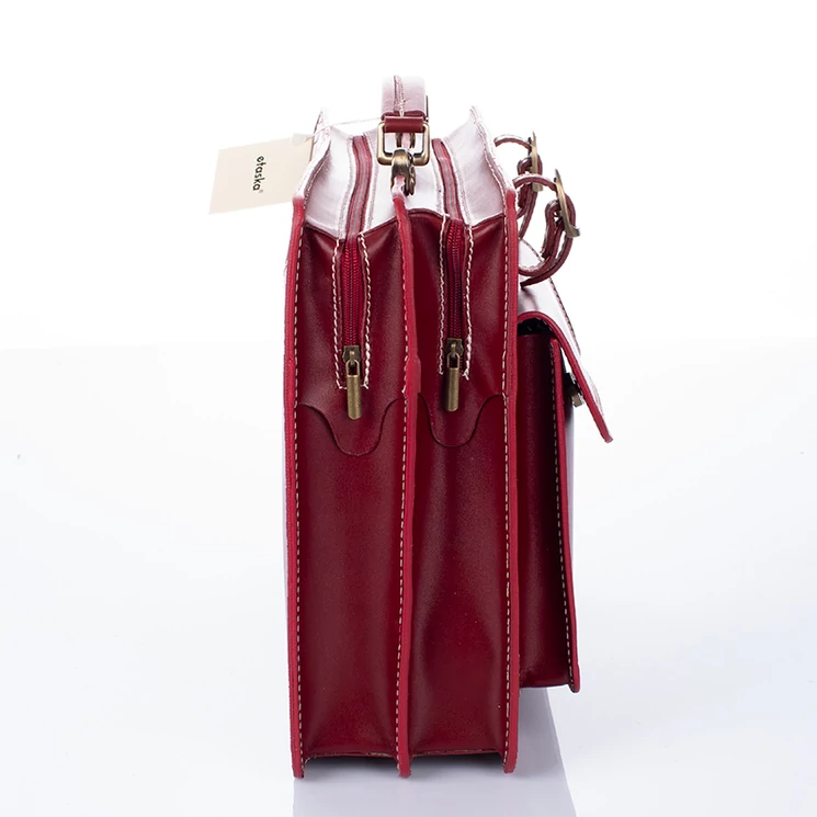 Valódi bőr aktatáska nagy méret bordó színben