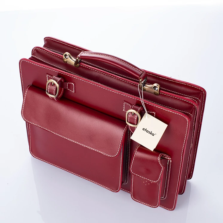 Valódi bőr aktatáska nagy méret bordó színben