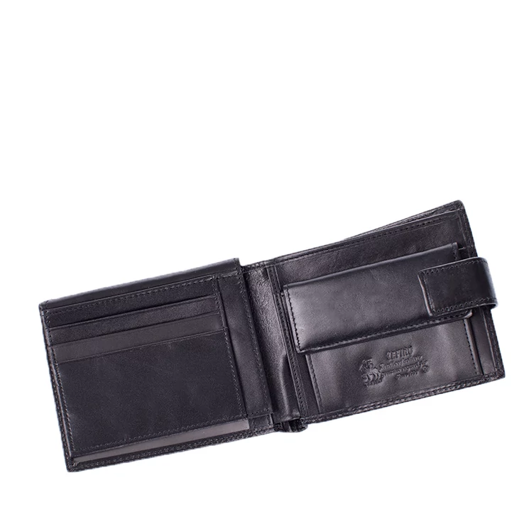 Jelvényes Valódi Bőr Férfi pénztárca Fekete színben