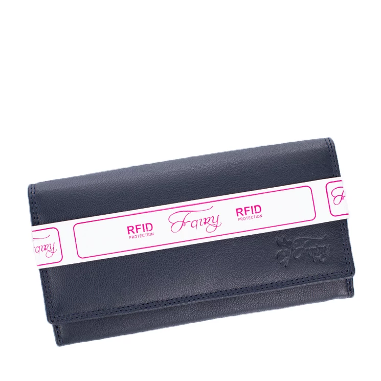 Fairy valódi bőr pénztárca kék színben RFID rendszerrel díszdobozban