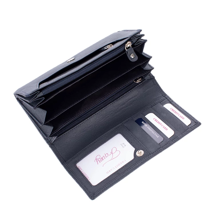 Fairy valódi bőr pénztárca kék színben RFID rendszerrel díszdobozban