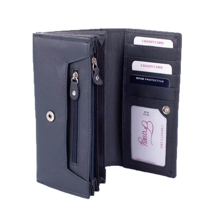 Fairy valódi bőr pénztárca kék színben RFID rendszerrel díszdobozban