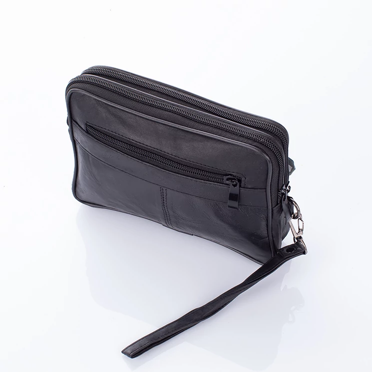 Mobiltartós Valódi bőr autóstáska fekete színben 48145