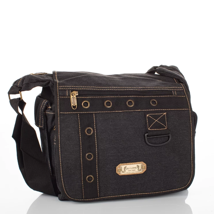 Vászon oldaltáska fekete színben 6052-black