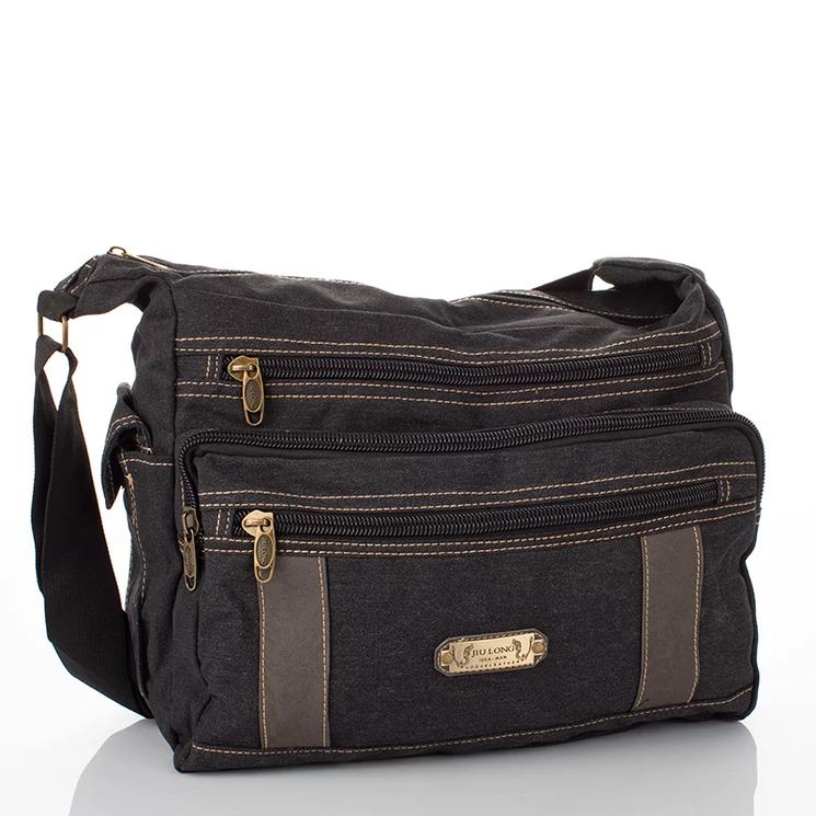 Vászon oldaltáska fekete színben 60571-black