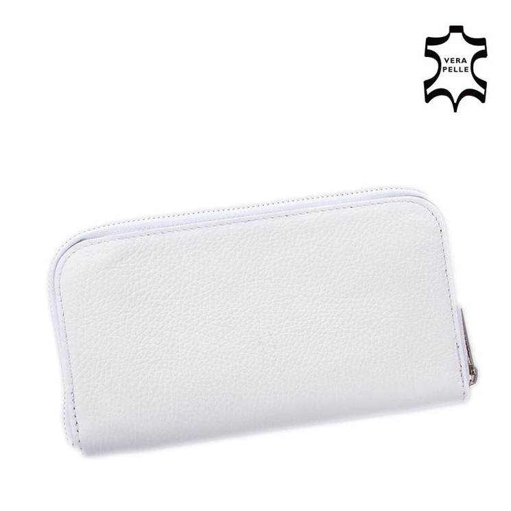 Valódi bőr fehér színű körbezippes női pénztárca