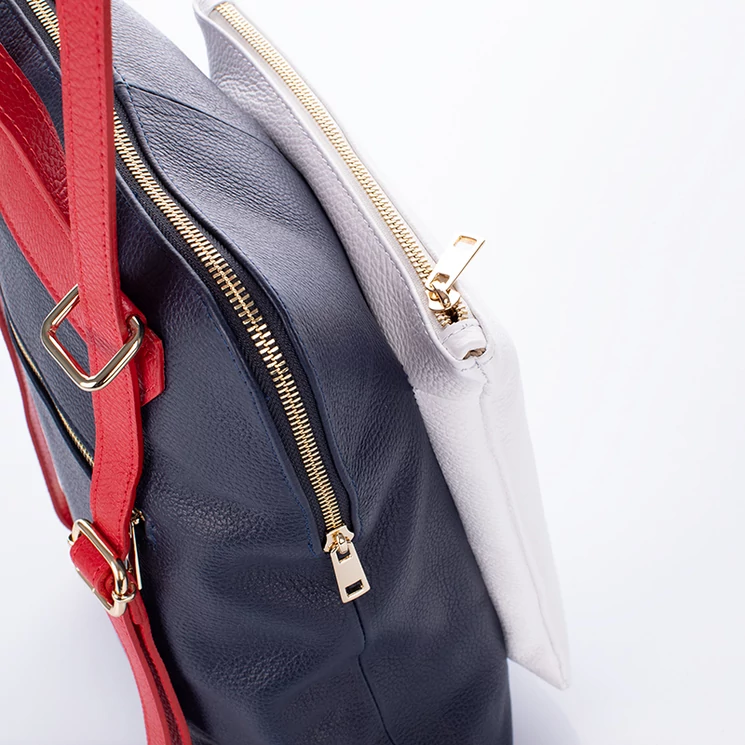 Valódi bőr női hátizsák 3 funkciós piros színben