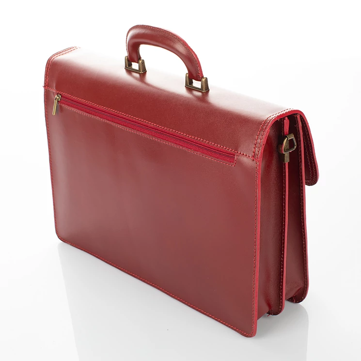 TASSO Valódi bőr aktatáska 2 részes piros színben