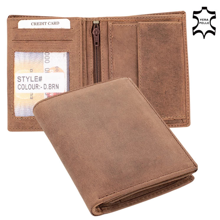 Valódi bőr HUNTER férfi pénztárca díszdobozban sötétbarna színben