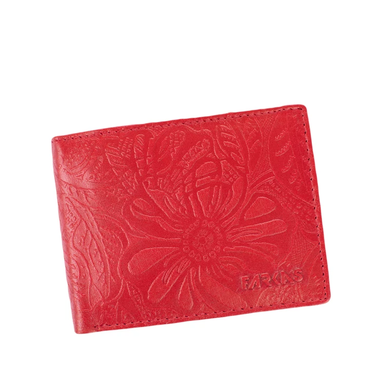 Virágmintás női bőr kártyatartó piros színben 126-red