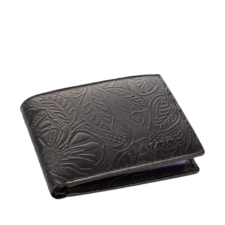 Virágmintás női bőr kártyatartó feket színben 126-black