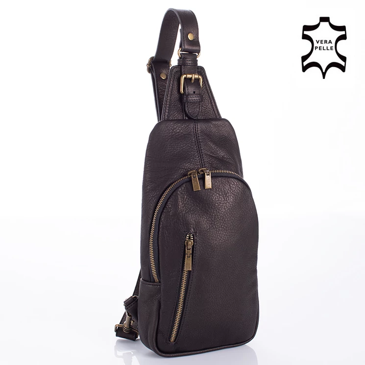 Valódi bőr testtáska fekete színben