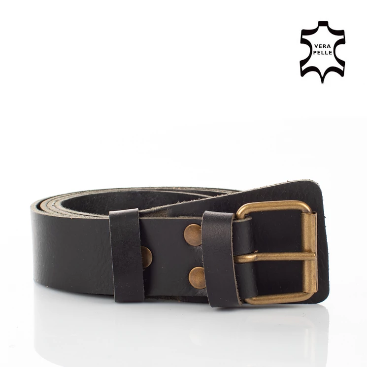 Valódi marhabőr férfi öv fekete 125 cm