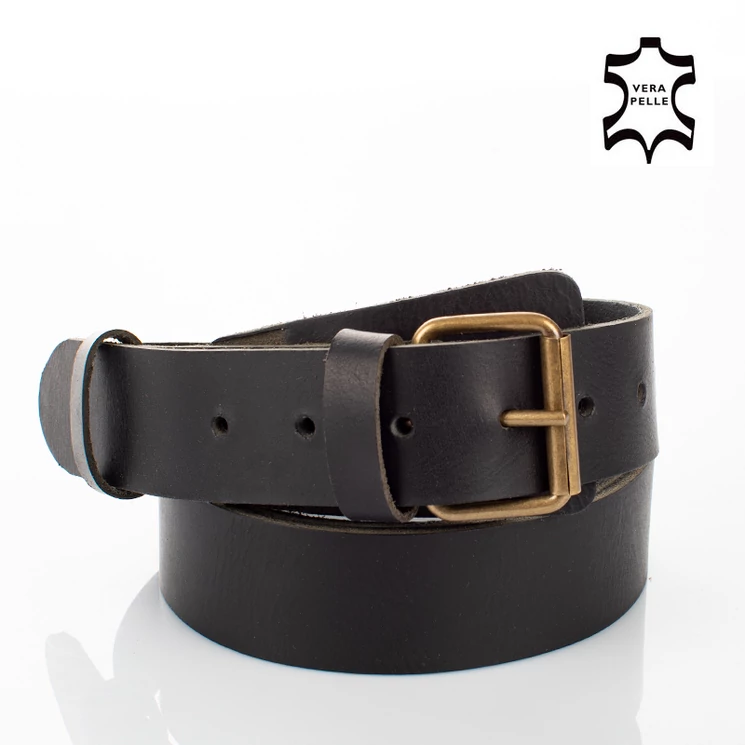 Valódi marhabőr férfi öv fekete 125 cm